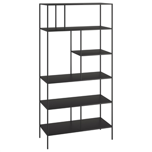 Pemberly Row Contemporary 36&quot Blackened Bronze Metal Bookcase