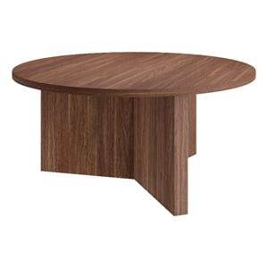 Pemberly Row Scandinavian Contemporary 36&quot Satin Walnut MDF Coffee Table