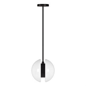 Pemberly Row Contemporary 10&quot Matte Black Metal/Glass Pendant