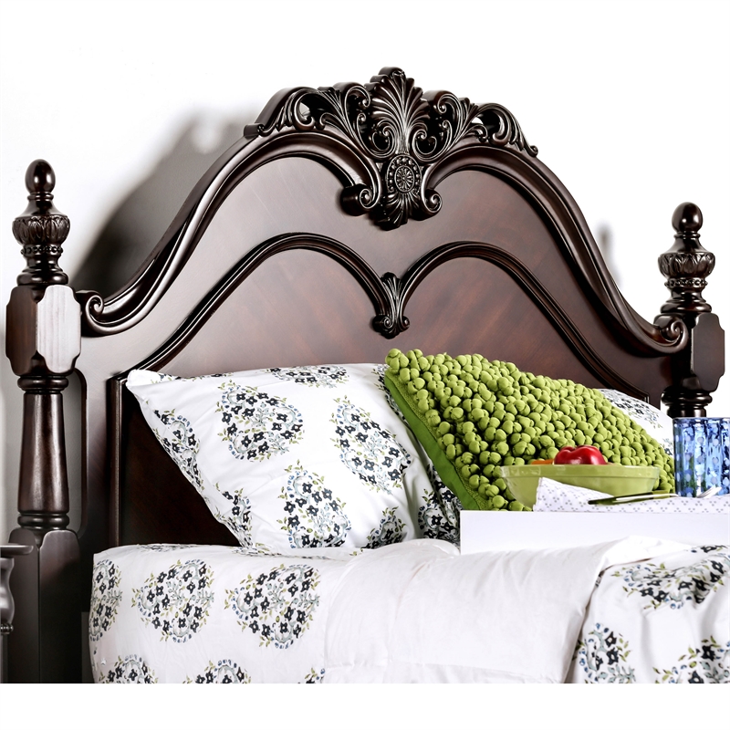 Pemberly Row 2pc Cherry Solid Wood Panel Bedroom Set - King + Nightstand