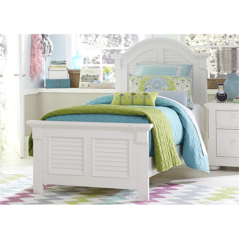 Pemberly Row Modern Farmhouse White Wood Twin Panel Headboard