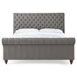 Pemberly Row Transitional Tufted Queen Sleigh Bed in Gray Finish