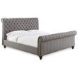 Pemberly Row Transitional Tufted Queen Sleigh Bed in Gray Finish