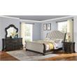 Pemberly Row Multi-step Molasses Wood King 4-Piece Sleigh Bedroom Set