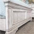 Pemberly Row Farmhouse Rustic Ivory Wood Upholstered Panel Queen Bed