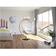 Pemberly Row White Faux Fur Acrylic and Metal Swing Accent Chair