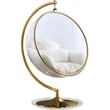 Pemberly Row White Faux Fur Acrylic and Metal Swing Accent Chair