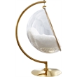 Pemberly Row White Faux Fur Acrylic and Metal Swing Accent Chair