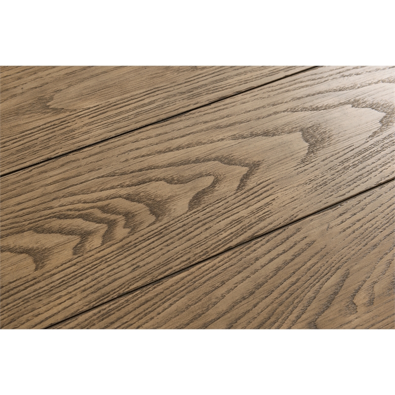 Pemberly Row Wood Coffee Table in Antique Oak and Matte Black