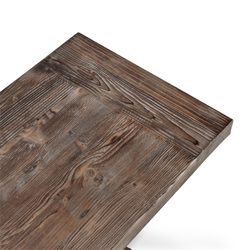 Pemberley Row Reclaimed Pine Rustic Brown Console Table Rectangular Hand-Carved 71