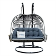 Pemberly Row Double Seat Patio Swing Chair with Gray Cushion