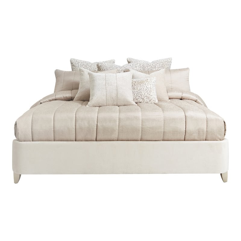 Pemberly Row Modern 9-Piece Queen Comforter Set in Latte Finish