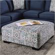Pemberly Row Contemporary Fabric Square Ottoman in Multi-Color