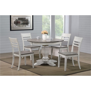 Pemberly Row 5-Pc Transitional Wood Dining Set in Ash/Stormy White