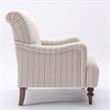 Pemberly Row Sea Oat Beige with Charcoal Stripe Polyester Fabric Arm Chair