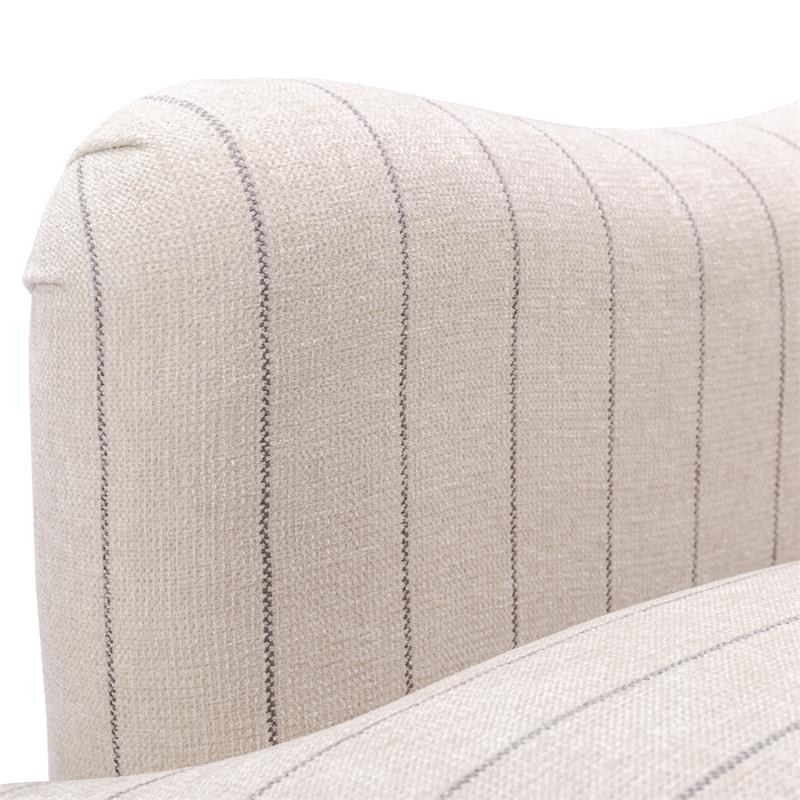 Pemberly Row Sea Oat Beige with Charcoal Stripe Polyester Fabric Arm Chair