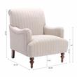 Pemberly Row Sea Oat Beige with Charcoal Stripe Polyester Fabric Arm Chair