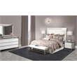 Pemberly Row Modern Metal & Vinyl Queen Panel Bed in Off White