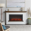 Pemberly Row Solid Wood Steel Glass Landscape Electric Fireplace in White