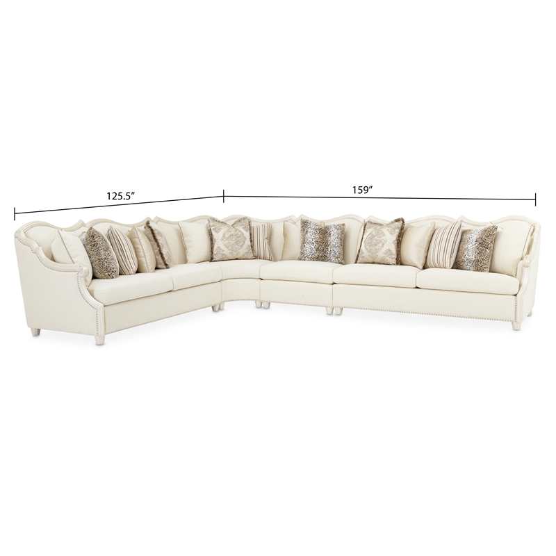 Pemberly Row Traditional Boucle Sofa in French Vanilla/Classic Pearl