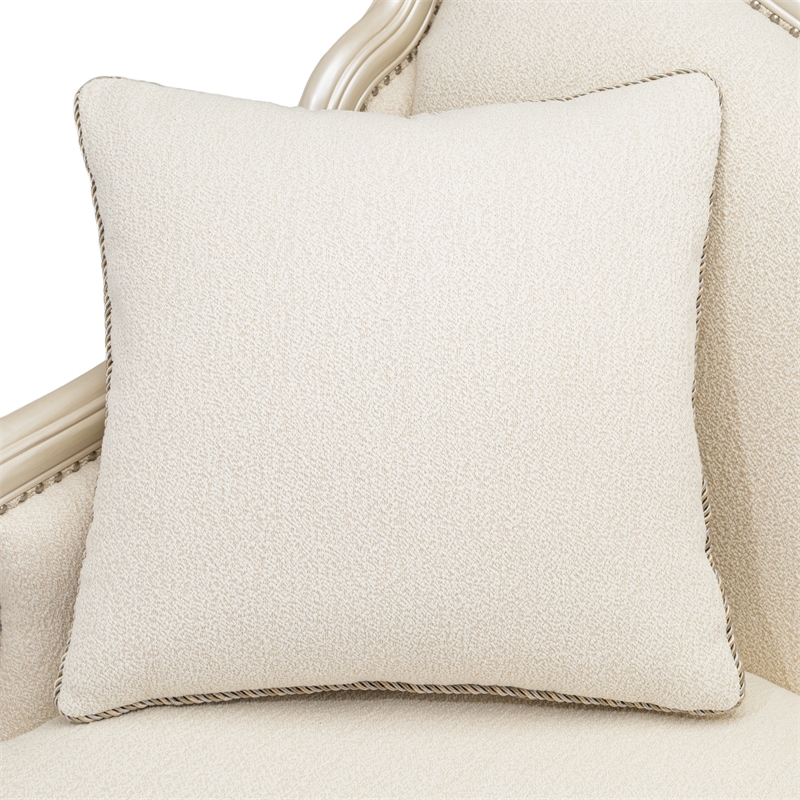Pemberly Row Traditional Boucle Sofa in French Vanilla/Classic Pearl