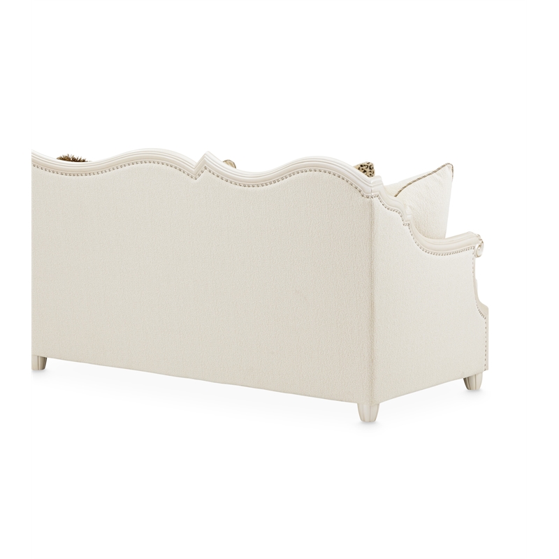 Pemberly Row Traditional Boucle Sofa in French Vanilla/Classic Pearl