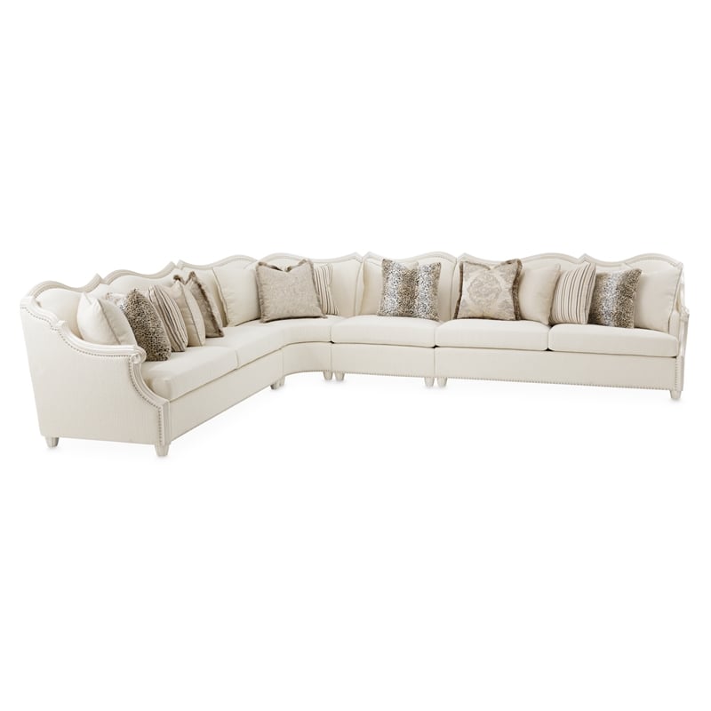 Pemberly Row Traditional Boucle Sofa in French Vanilla/Classic Pearl