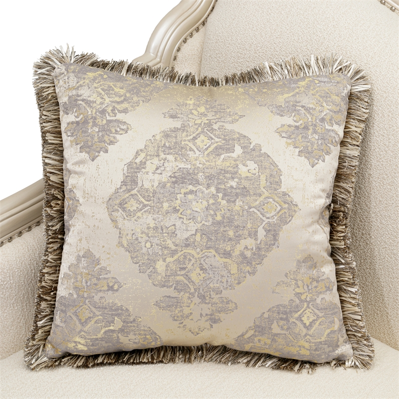 Pemberly Row Traditional Boucle Sofa in French Vanilla/Classic Pearl
