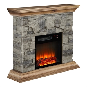 Pemberly Row 40&quot Magnesium Oxide Freestanding Electric Fireplace in Tan