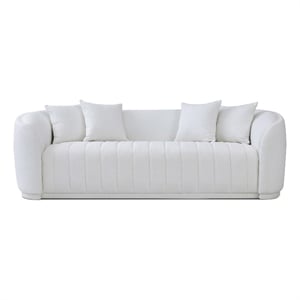 Pemberly Row Mid-Century Modern Luxury Tight Back Boucle Couch in White