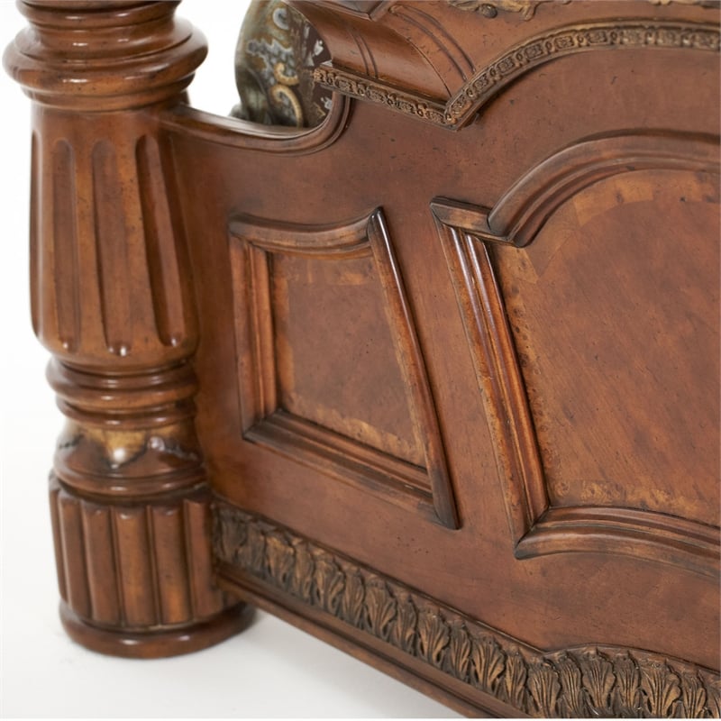 Pemberly Row California King Wood Canopy Bed in Classic Chestnut