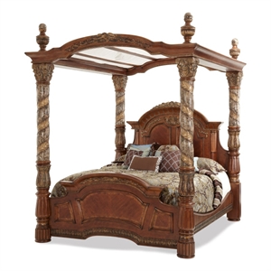 Pemberly Row California King Wood Canopy Bed in Classic Chestnut