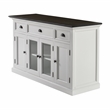 Pemberly Row Mahogany Wood Buffet with 4 Doors 3 Drawers in White