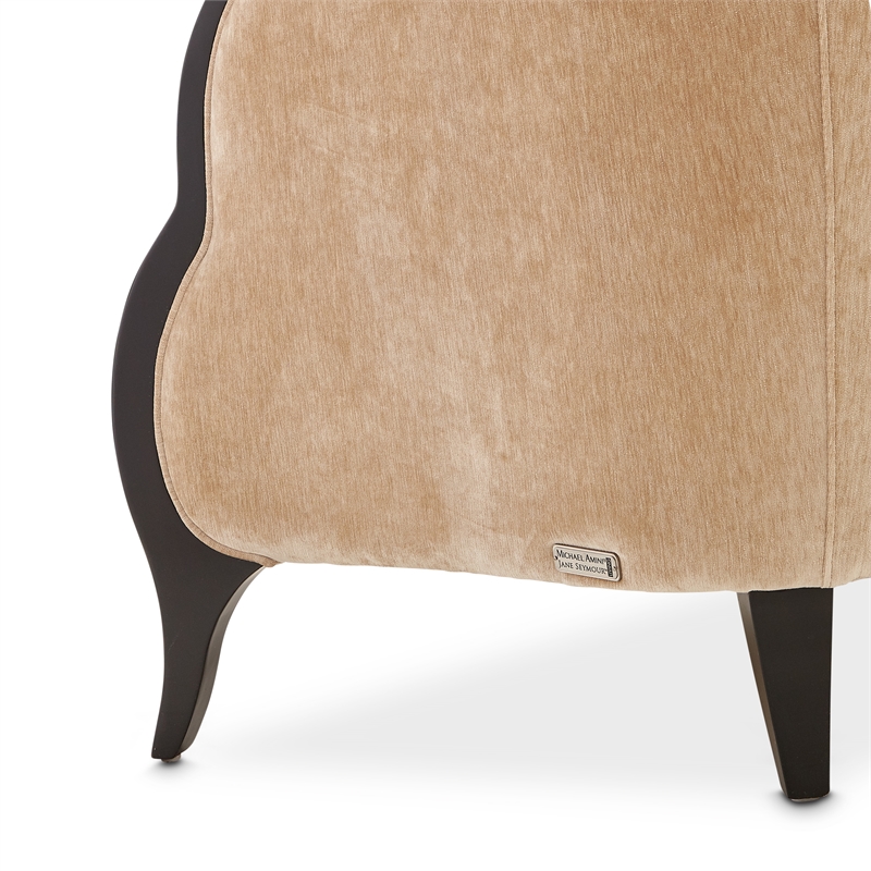 Pemberly Row Transitional Chenille Sofa in Honey/Dark Espresso