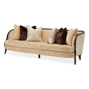 Pemberly Row Transitional Chenille Sofa in Honey/Dark Espresso