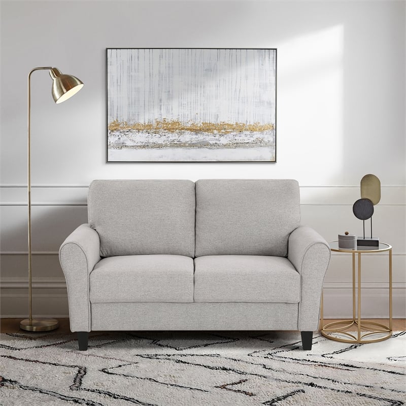 Pemberly Row Textured Fabric 2-Piece Upholstered Sofa Set in Sand Brown