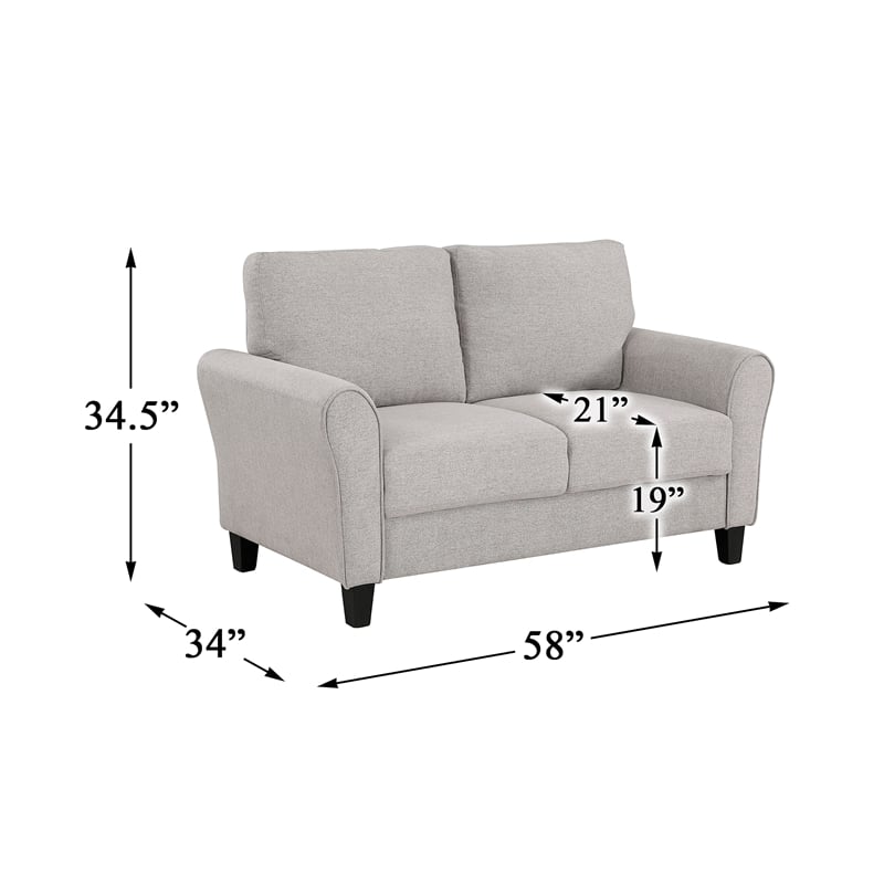 Pemberly Row Textured Fabric 2-Piece Upholstered Sofa Set in Sand Brown