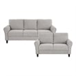Pemberly Row Textured Fabric 2-Piece Upholstered Sofa Set in Sand Brown