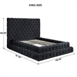 Pemberly Row Modern King Size Velvet Upholstered Bed in Black