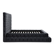 Pemberly Row Modern King Size Velvet Upholstered Bed in Black