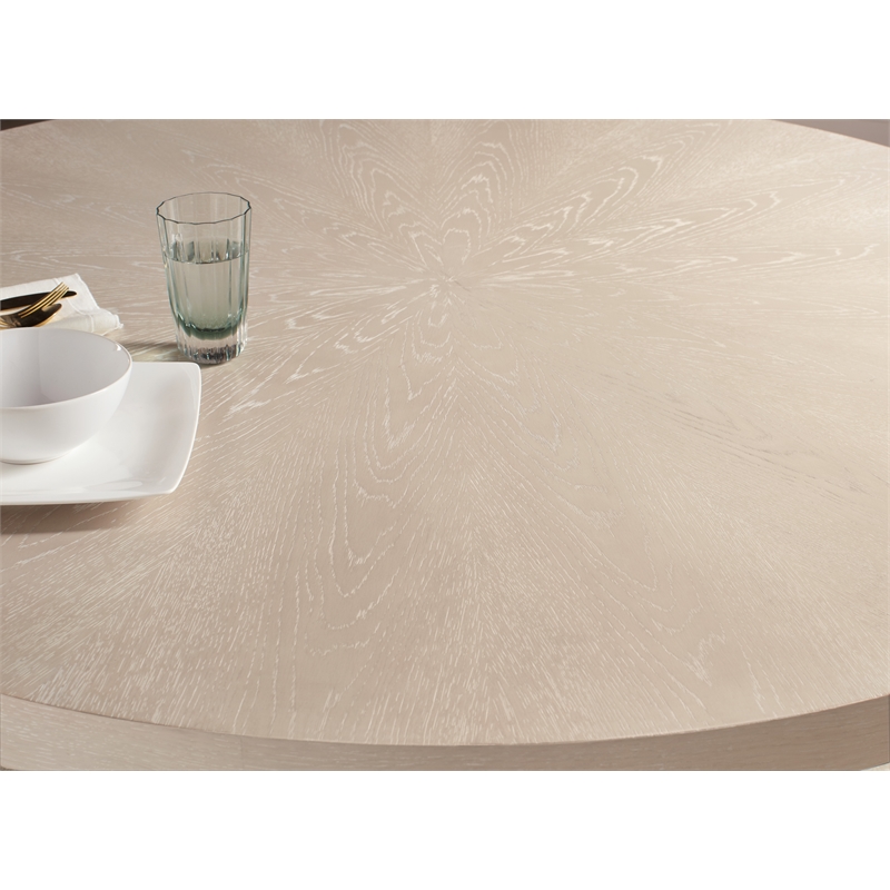 Pemberly Row Transitional Chic Round Pedestal Base Wood Dining Table in Natural