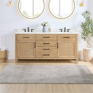 Pemberly Row 72&quot Wood Vanity Base in Weathered Fir - without Top Sink & Mirror