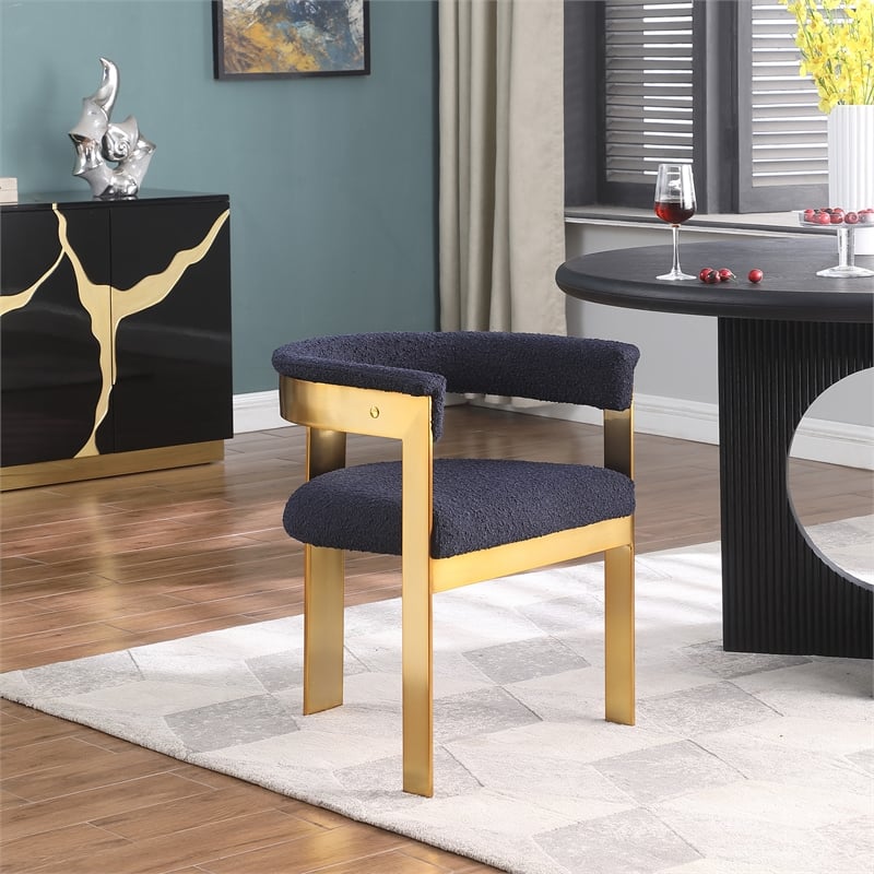 Pemberly Row Contemporary Navy Boucle Fabric Dining Chair (Set of 2)