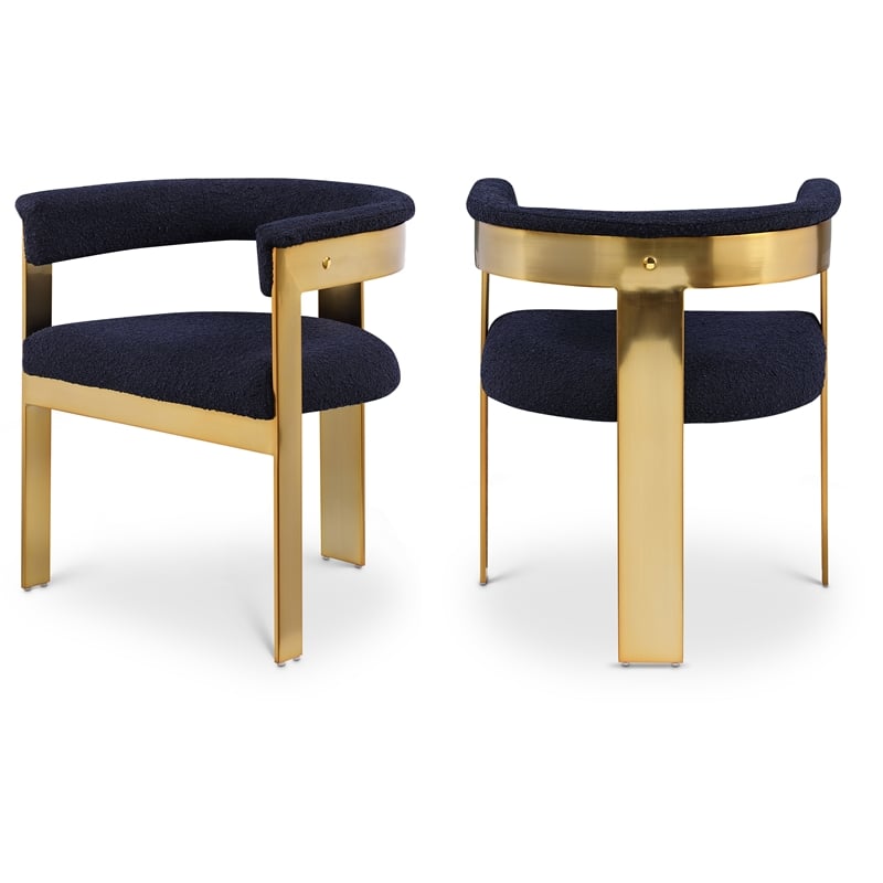 Pemberly Row Contemporary Navy Boucle Fabric Dining Chair (Set of 2)