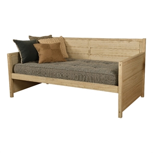Pemberly Row Modern Wood Daybed in Weathered White with Mattress
