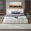 Pemberly Row Upholstered Fabric & Solid Wood King Platform Bed in White