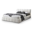 Pemberly Row Upholstered Fabric & Solid Wood King Platform Bed in White