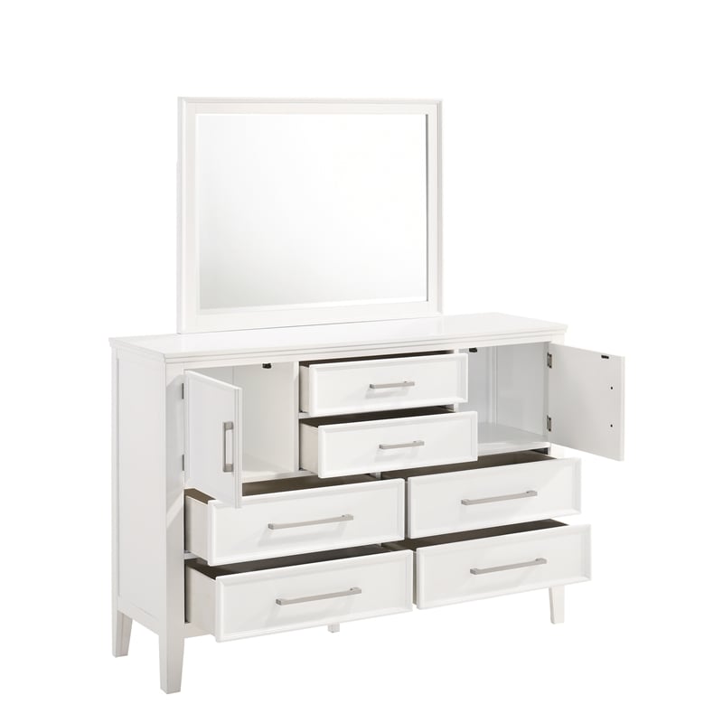 Pemberly Row Contemporary 5-Piece Wood King Bedroom Set in White