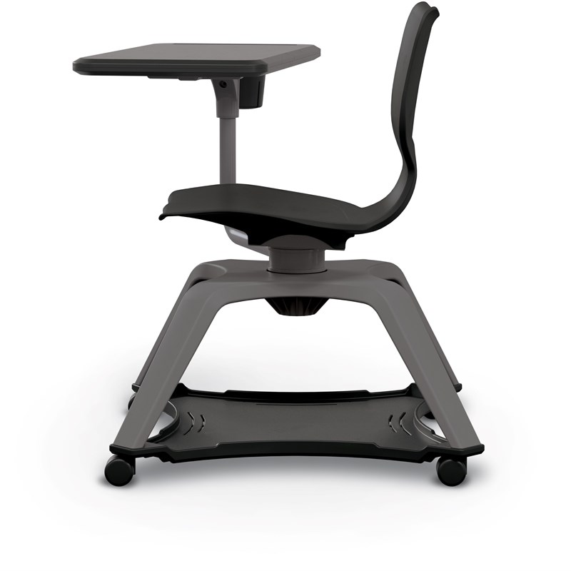 Pemberly Row Modern Plastic Enroll Tablet Chair with Cup Holder in Black