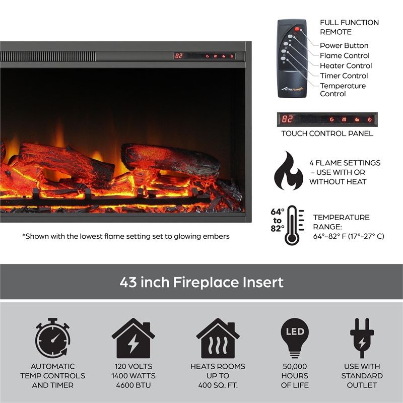 Pemberly Row Wide Mantel with Linear Electric Fireplace in Rustic Gray